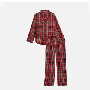 Victorias Secret Flannel Regular Pajama Set Top/Bottom Plaid NWT